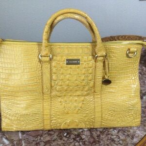 Brahmin Yellow Leather Weekender